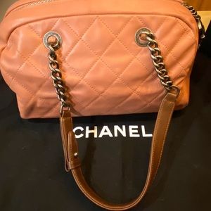 Chanel Pink Quilted Bowler Handbag